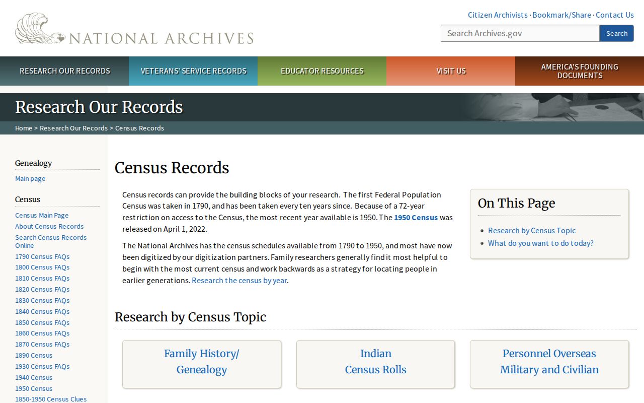National Archives census research page used for Milton household history
