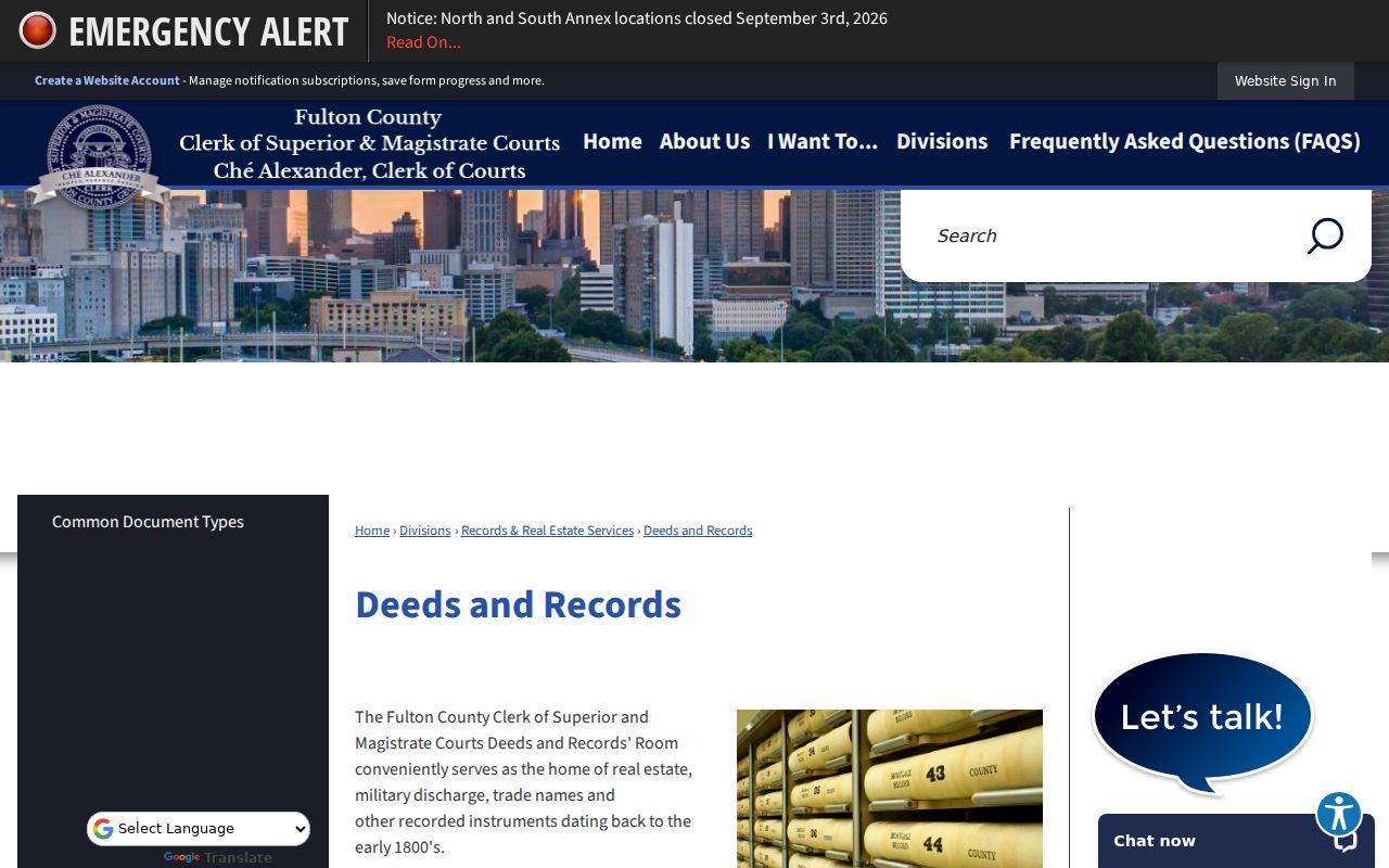 Milton street directory access through Fulton Deeds and Records
